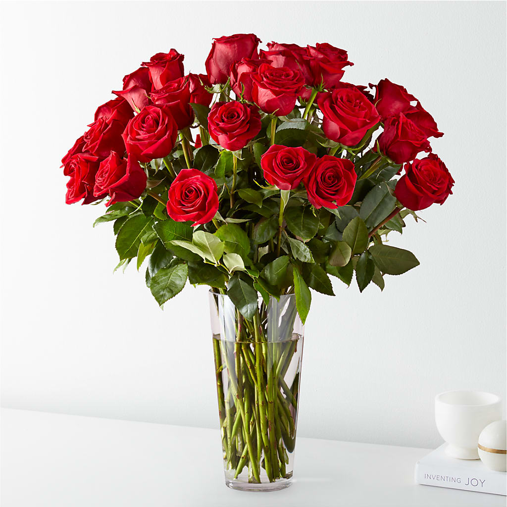 Long Stem Red Rose Bouquet – Freesia Flowers, Tomball TX