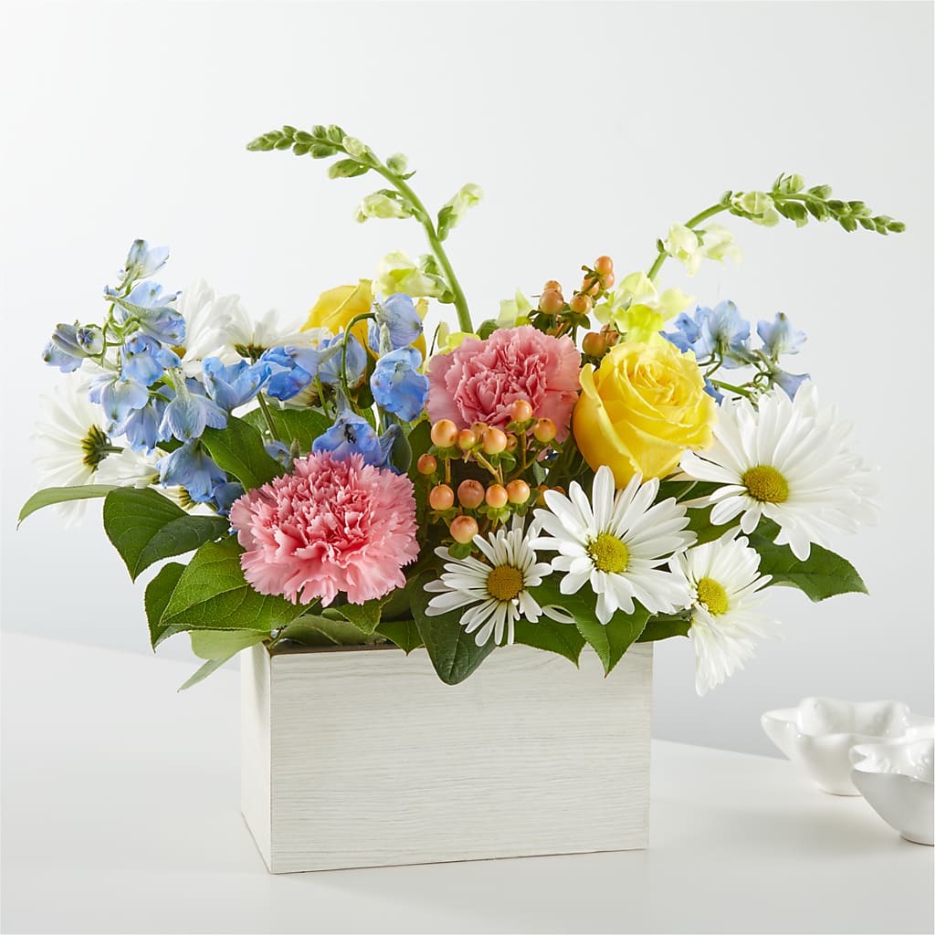 Sun Salutation Box Bouquet – Freesia Flowers, Tomball TX