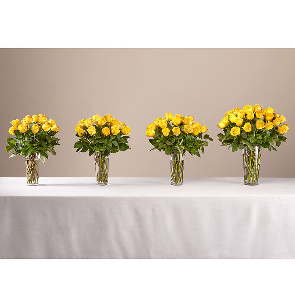 Long Stem Yellow Rose Bouquet – Freesia Flowers, Tomball TX