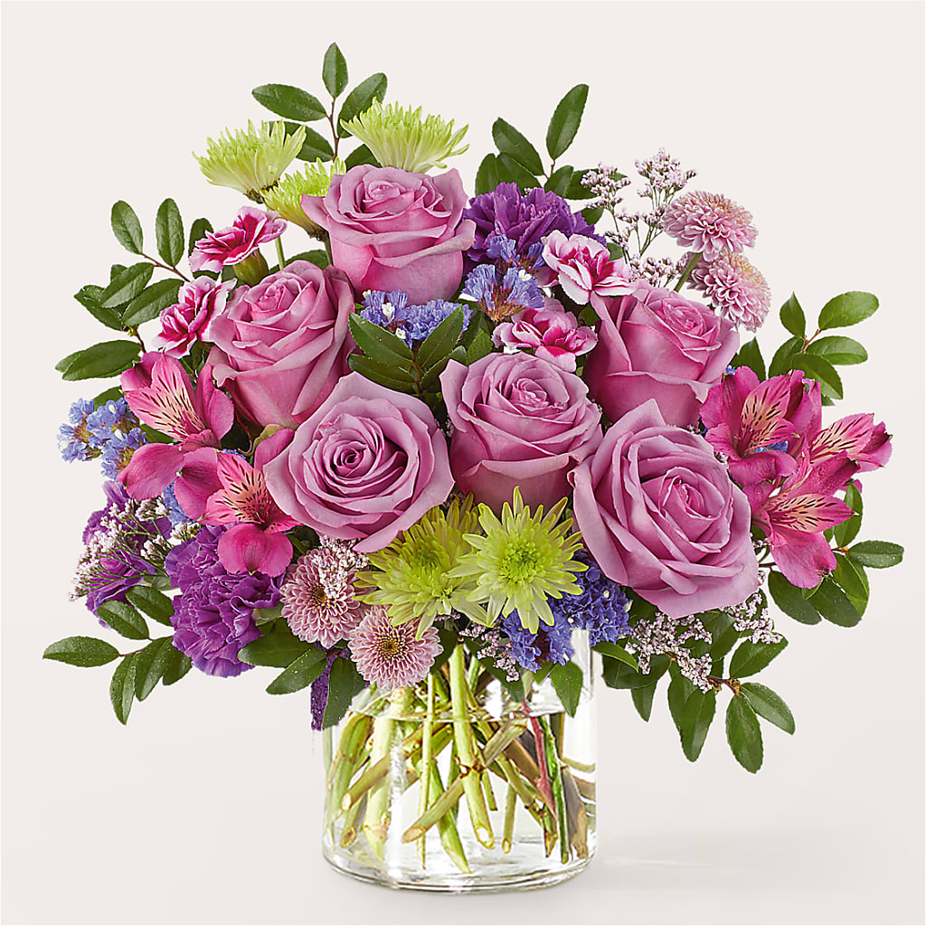 Glass Half Full Bouquet – Freesia Flowers, Tomball TX