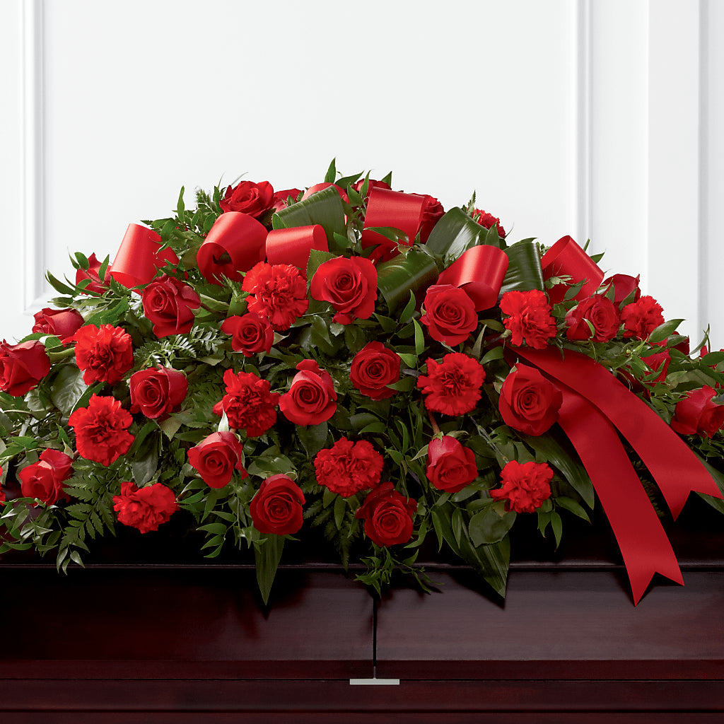 Tribute of Life Casket Spray – Freesia Flowers, Tomball TX