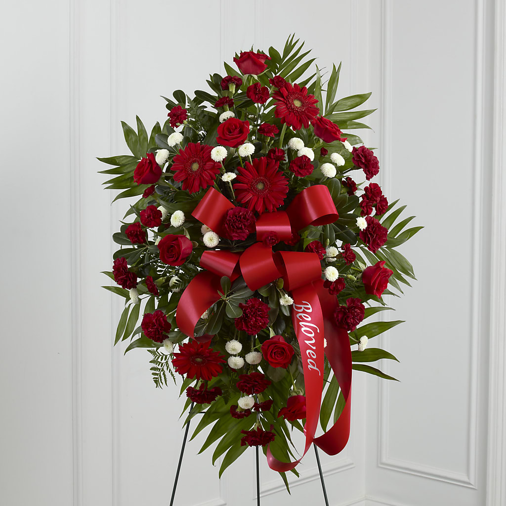 Treasured Memories Standing Spray – Freesia Flowers, Tomball TX