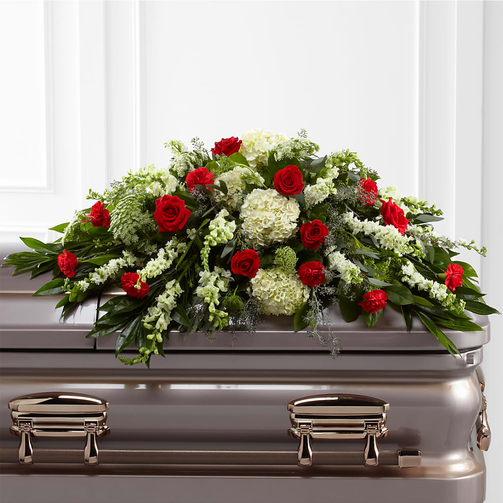 Sincerity Casket Spray – Freesia Flowers, Tomball TX