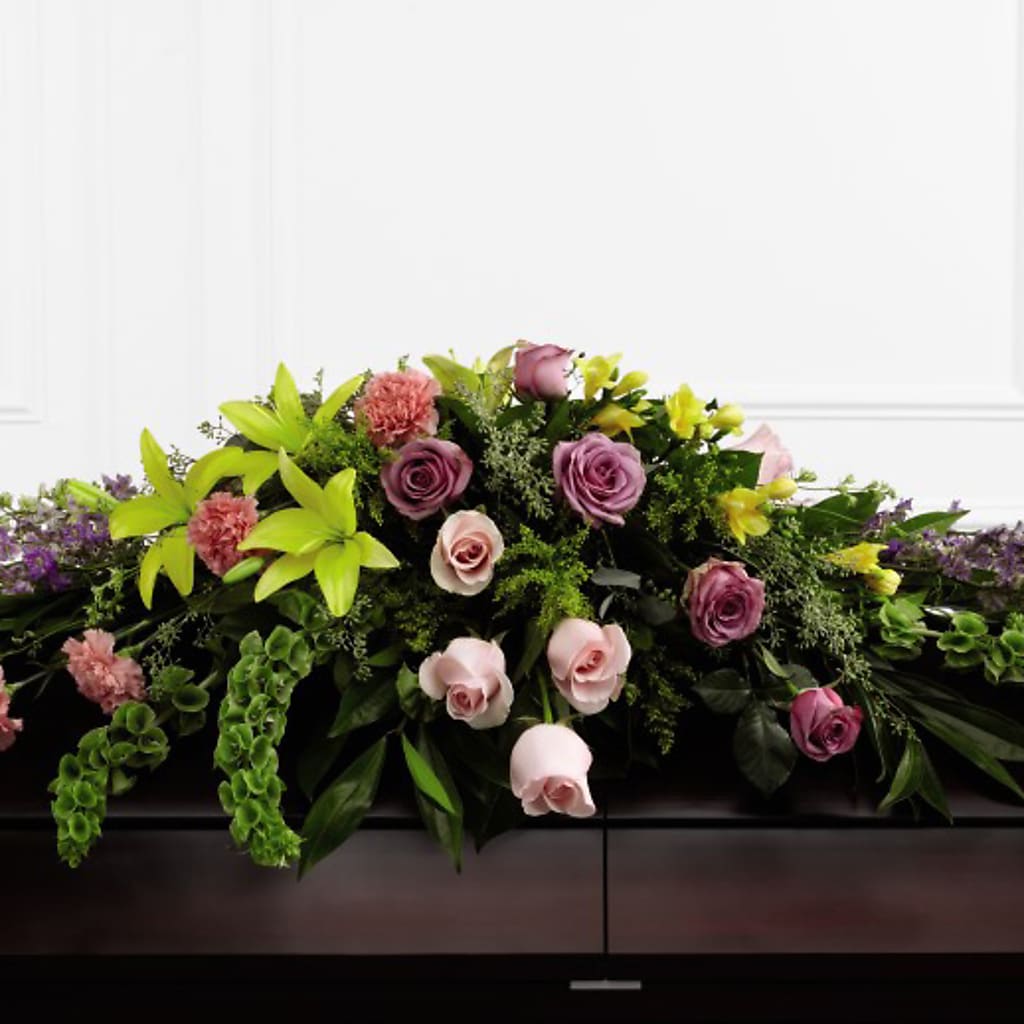 Forever Beloved Casket Spray – Freesia Flowers, Tomball TX
