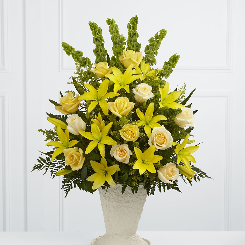 Golden Memories Arrangement – Freesia Flowers, Tomball TX