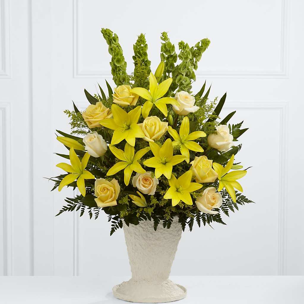 Golden Memories Arrangement – Freesia Flowers, Tomball TX