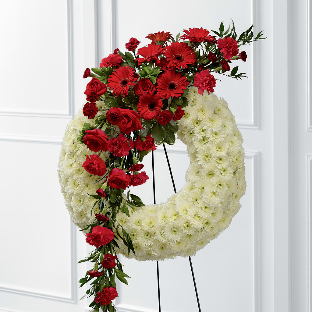 Graceful Tribute Wreath – Freesia Flowers, Tomball TX