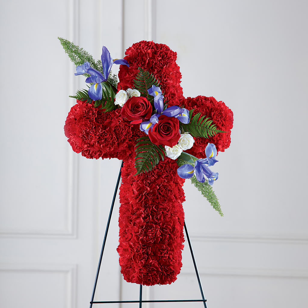 Faithful Hero Floral Cross – Freesia Flowers, Tomball TX