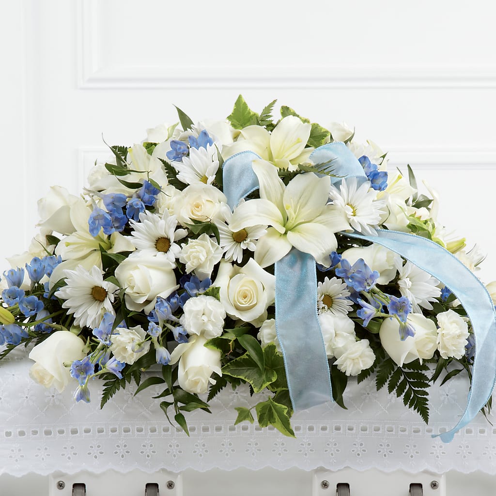 Tender Treasure Casket Spray – Freesia Flowers, Tomball TX