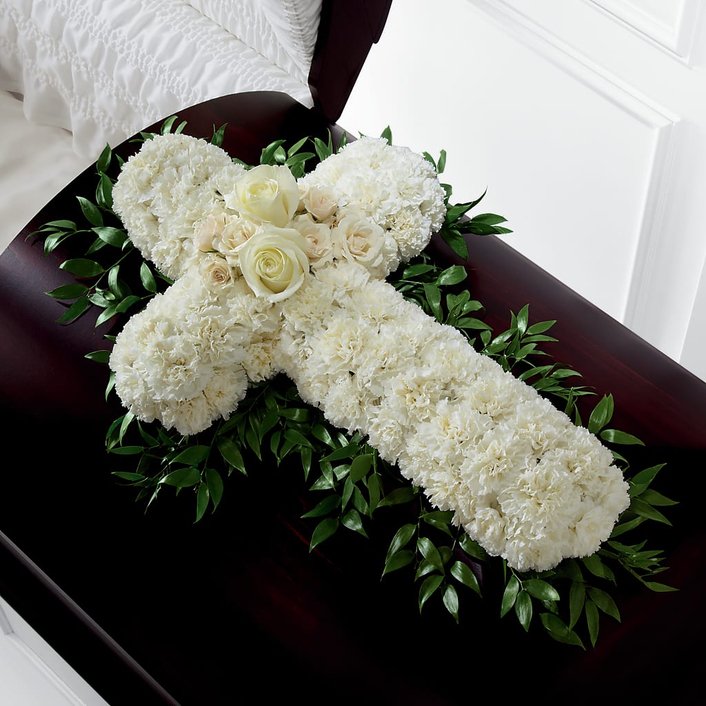 Peaceful Memories Casket Spray (Standard) – Freesia Flowers, Tomball TX