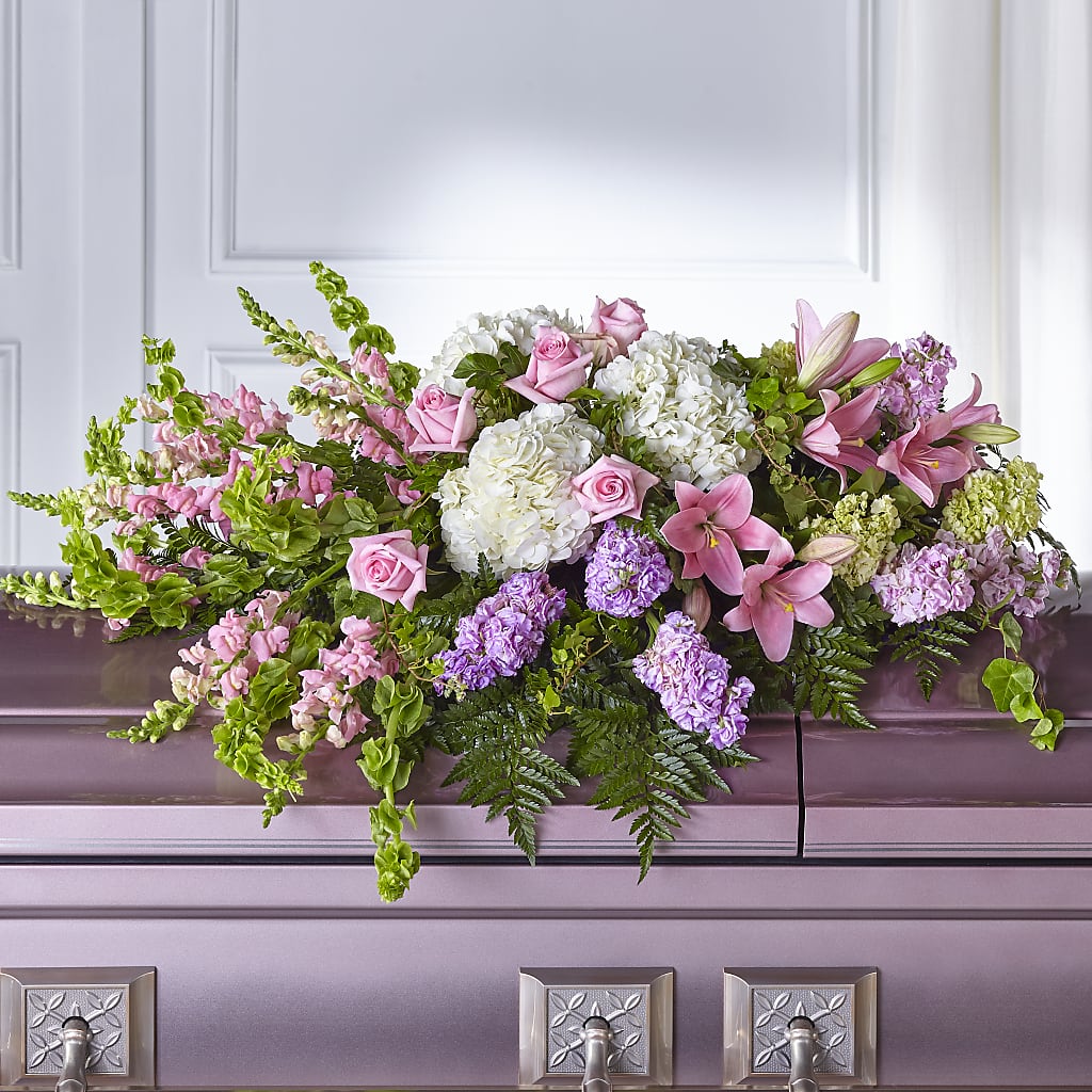 Life's Gratitude Casket Spray – Freesia Flowers, Tomball TX