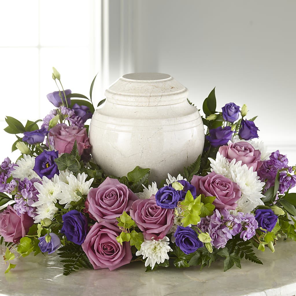 Blooming Sympathy Cremation Adornment – Freesia Flowers, Tomball TX