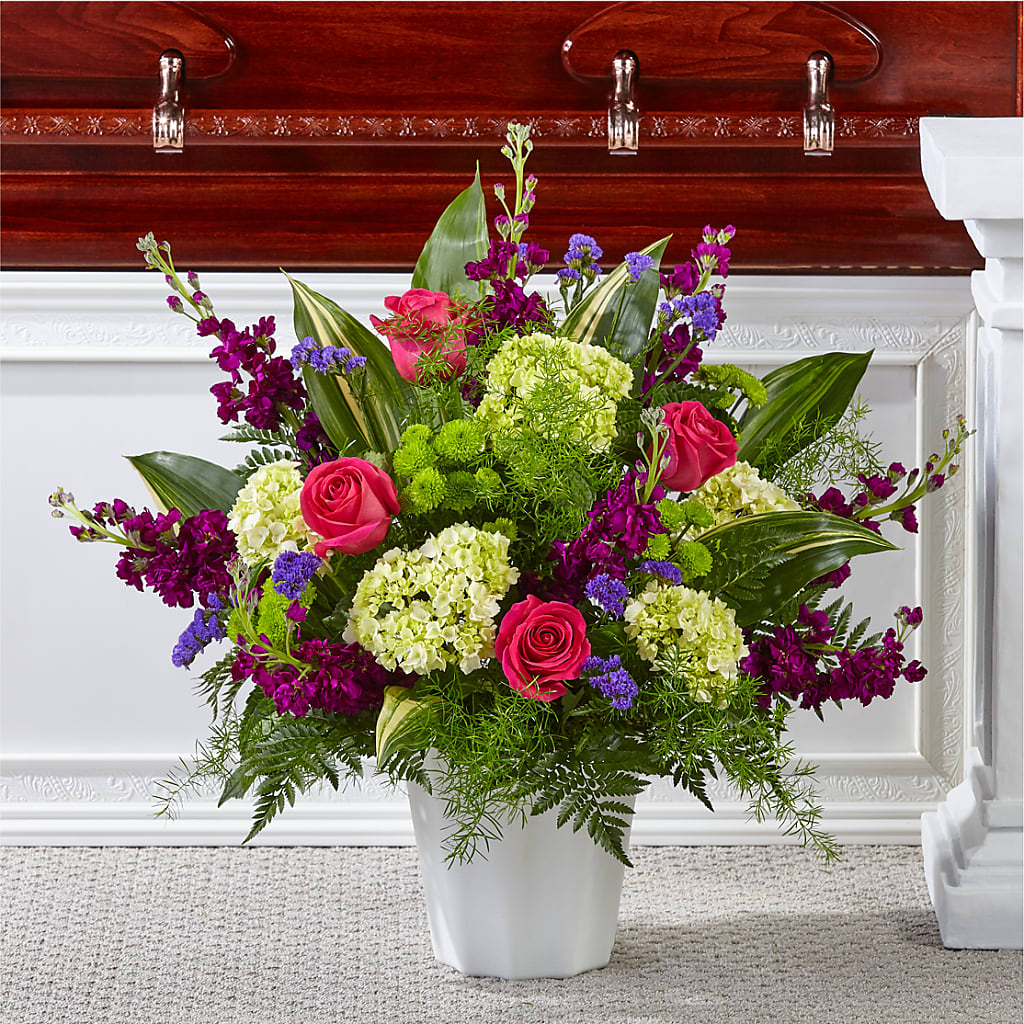 Beautiful Horizons Floor Basket – Freesia Flowers, Tomball TX