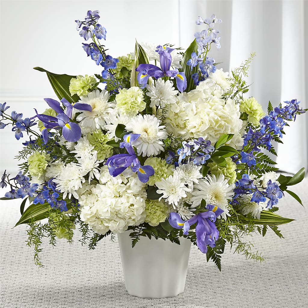 Soft Serenity Floor Basket – Freesia Flowers, Tomball TX