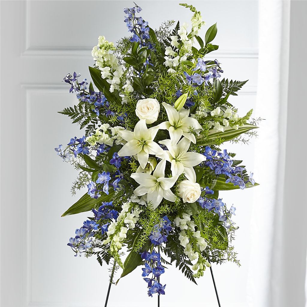 Faithful Friend Standing Spray – Freesia Flowers, Tomball TX