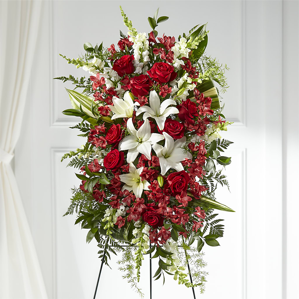 Everlasting Memory Standing Spray – Freesia Flowers, Tomball TX
