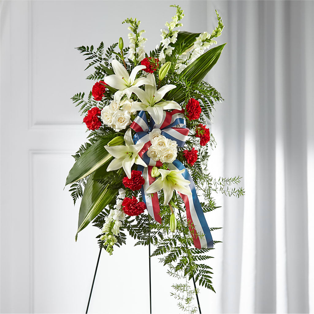 Stars of Life Standing Spray – Freesia Flowers, Tomball TX