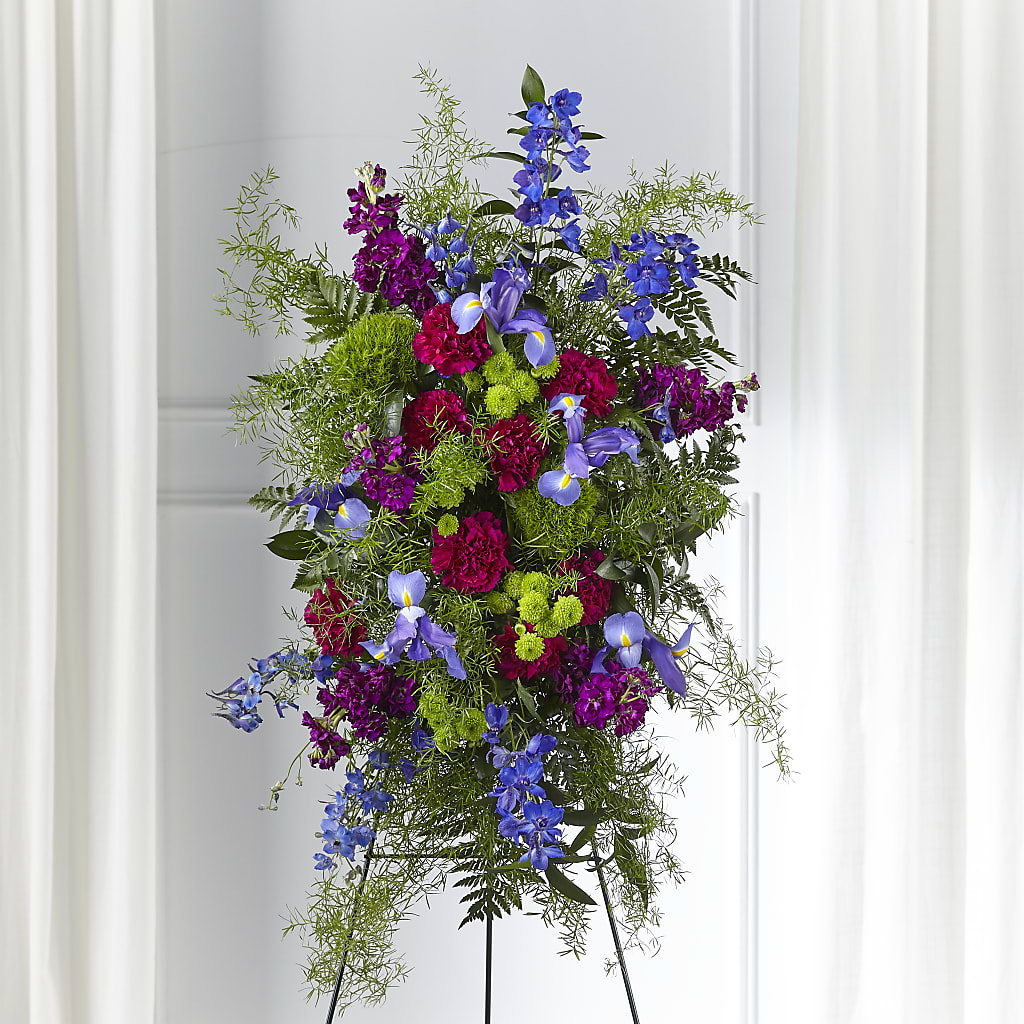 Heavenly Skies Standing Spray – Freesia Flowers, Tomball TX