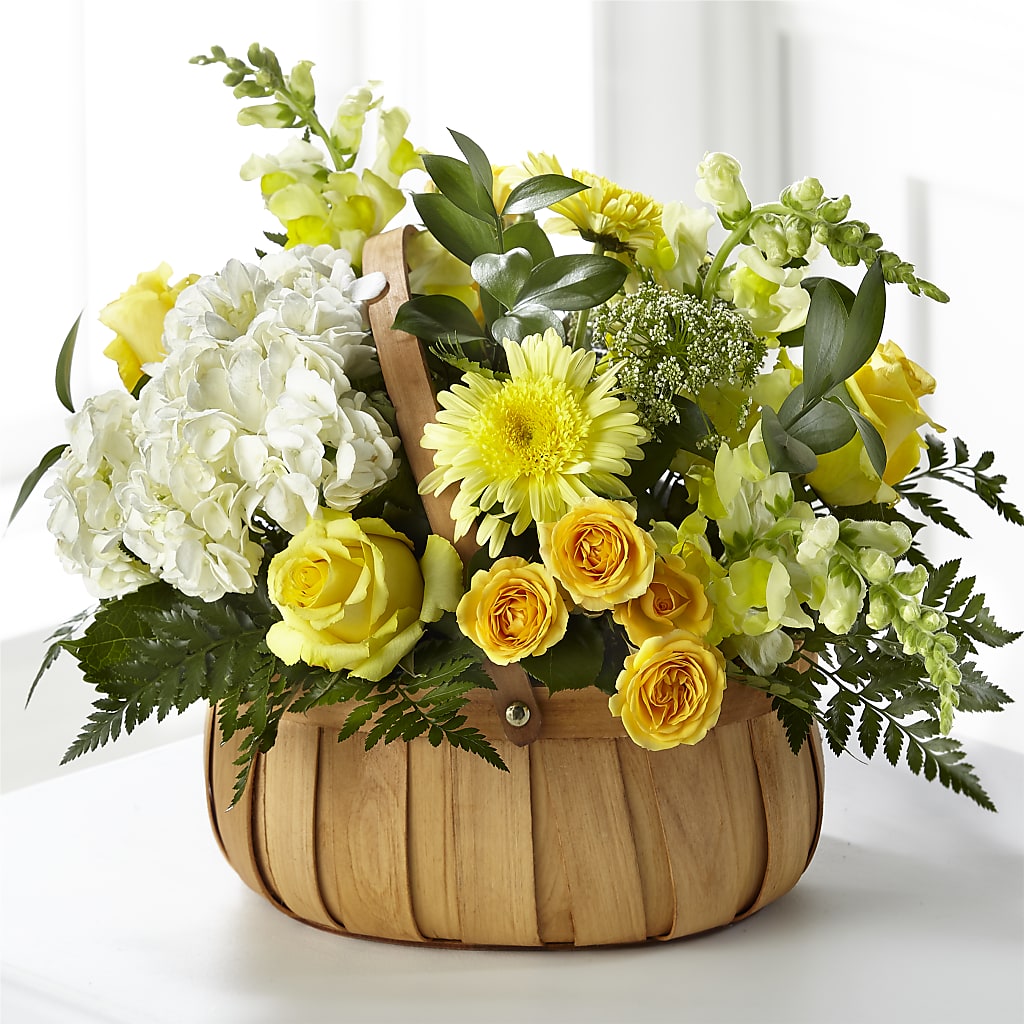 Rustic Remembrance Basket – Freesia Flowers, Tomball TX