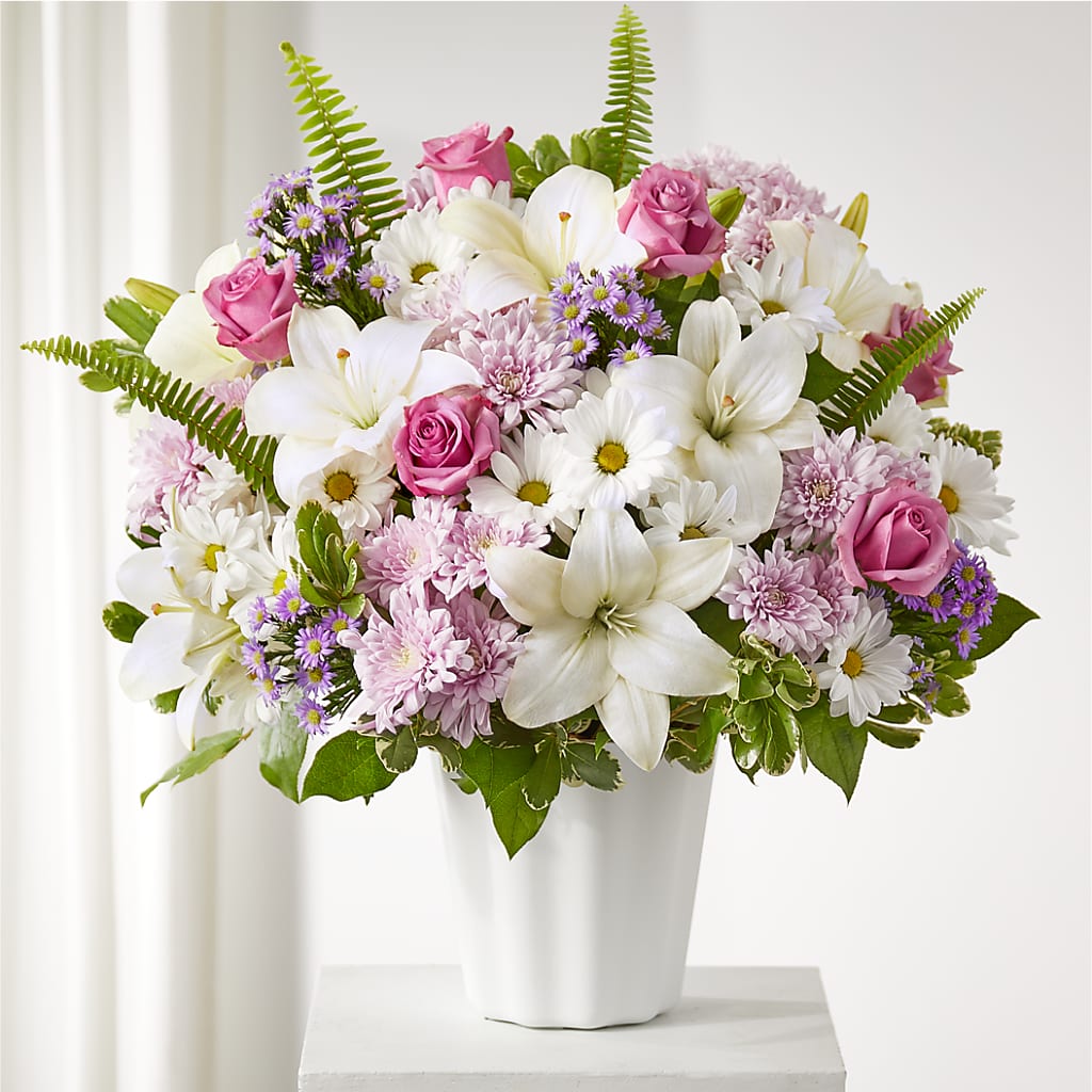 Warmest Thoughts Tabletop Basket – Freesia Flowers, Tomball TX