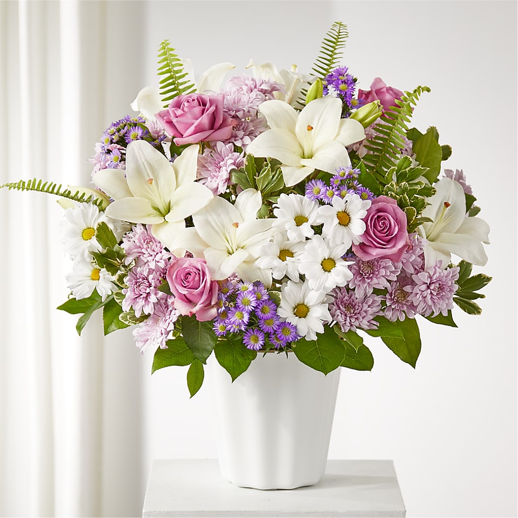 Warmest Thoughts Tabletop Basket – Freesia Flowers, Tomball TX