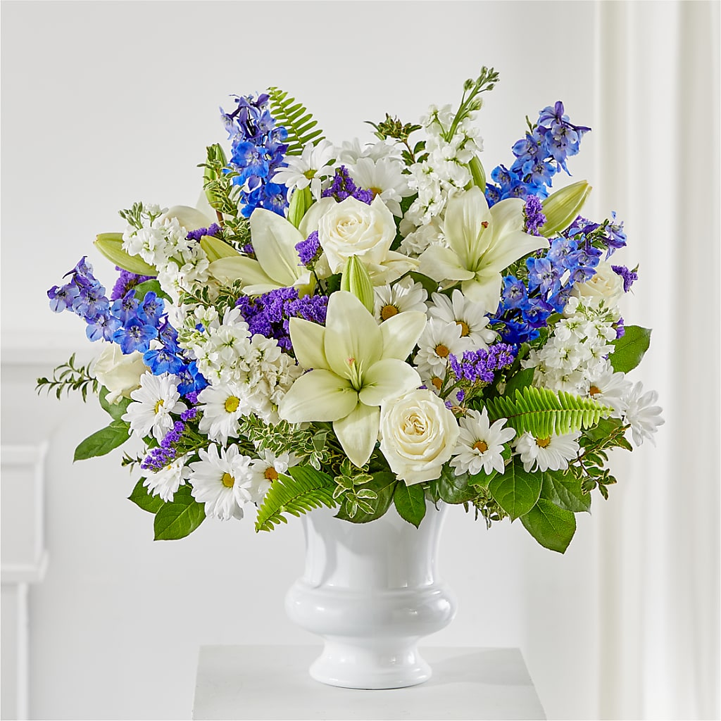 Expressions of Hope Urn Arrangement – Freesia Flowers, Tomball TX