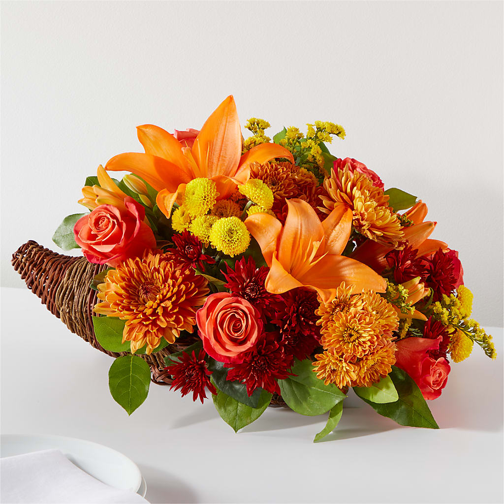 Bouquet of Blessings Cornucopia – Freesia Flowers, Tomball TX