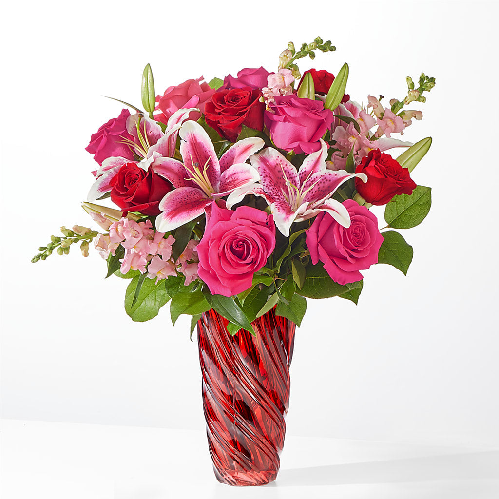 Always You Bouquet with Luxe Swirl Vase – Freesia Flowers, Tomball TX