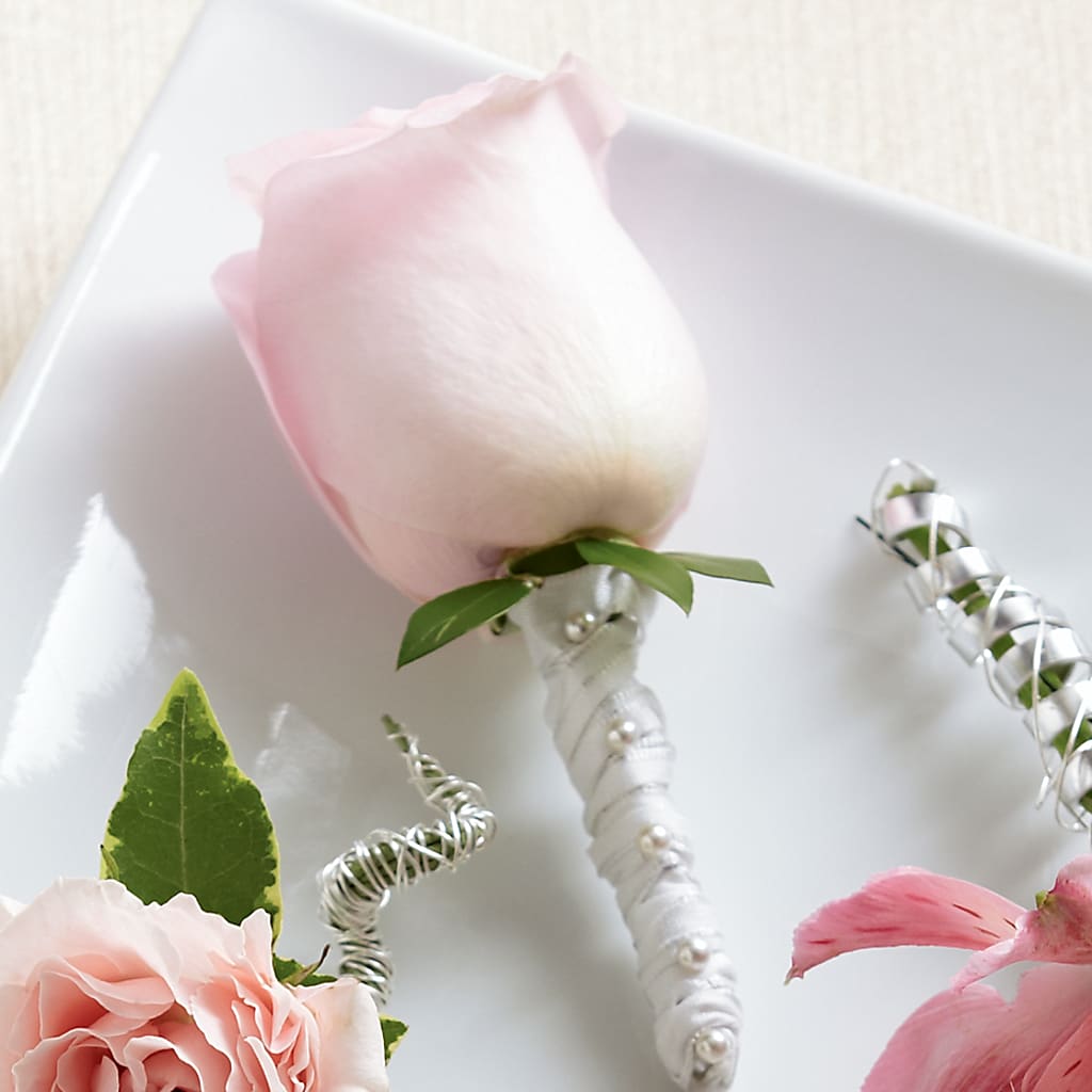 Pink Rose Boutonniere – Freesia Flowers, Tomball TX