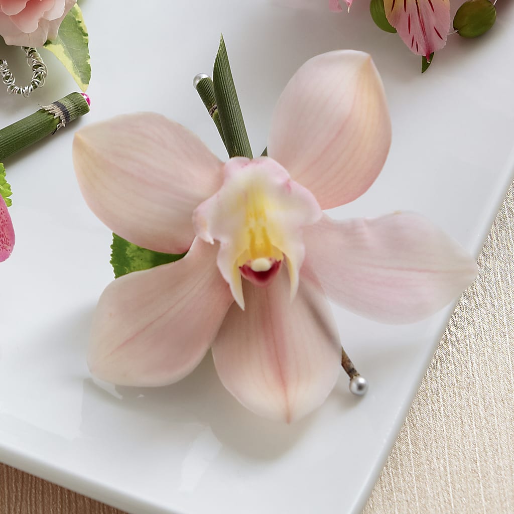 Pink Cymbidium Boutonniere – Freesia Flowers, Tomball TX