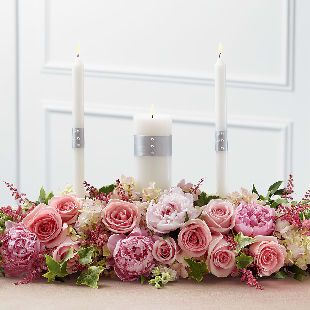 Worldwide Romance Unity Candle Arrangement – Freesia Flowers, Tomball TX