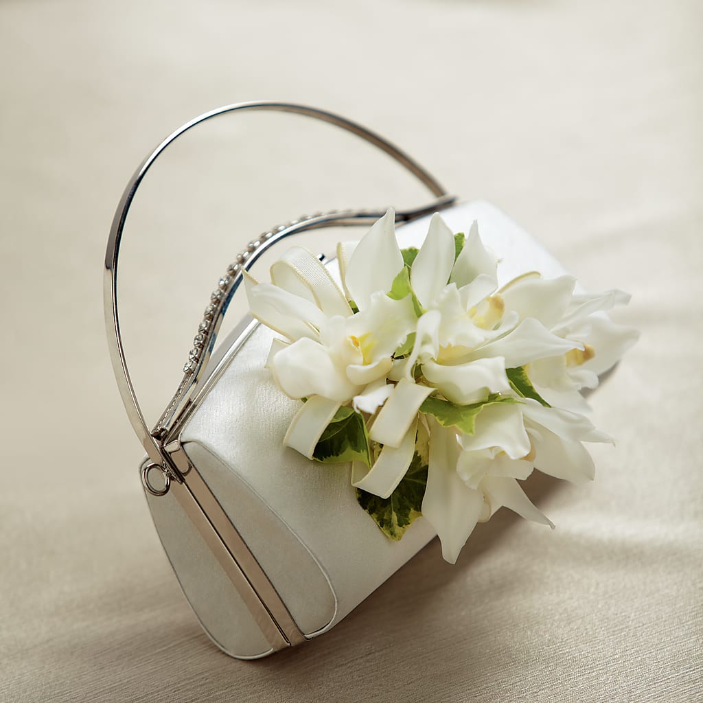 White Purse Decor – Freesia Flowers, Tomball TX