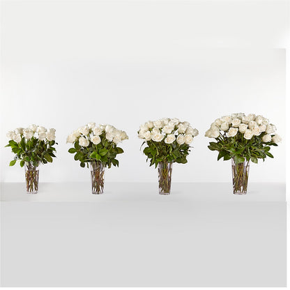 Long Stem White Rose Bouquet –  Freesia Flowers, Tomball TX