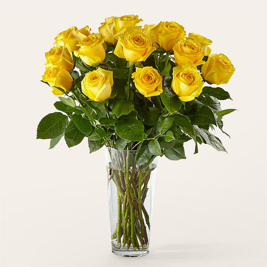 Long Stem Yellow Rose Bouquet –  Freesia Flowers, Tomball TX
