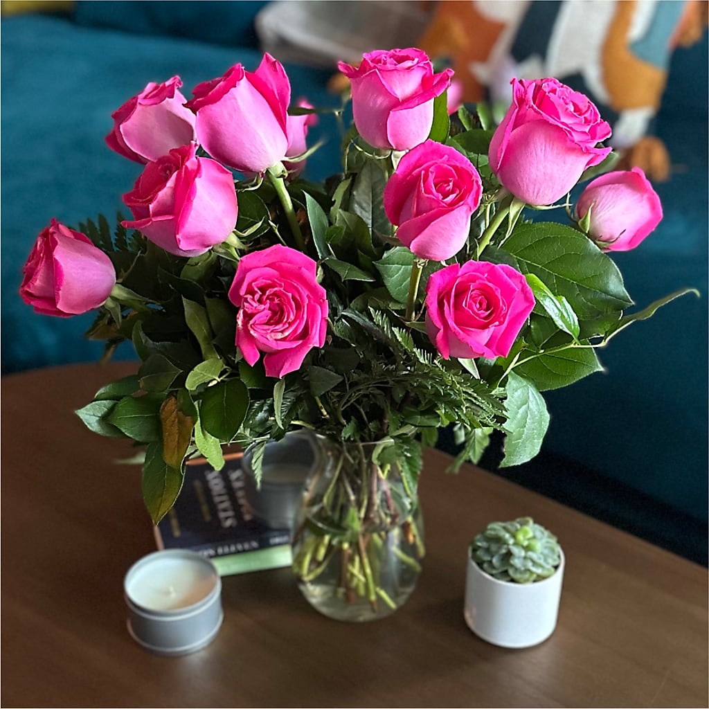 Long Stem Pink Rose Bouquet –  Freesia Flowers, Tomball TX