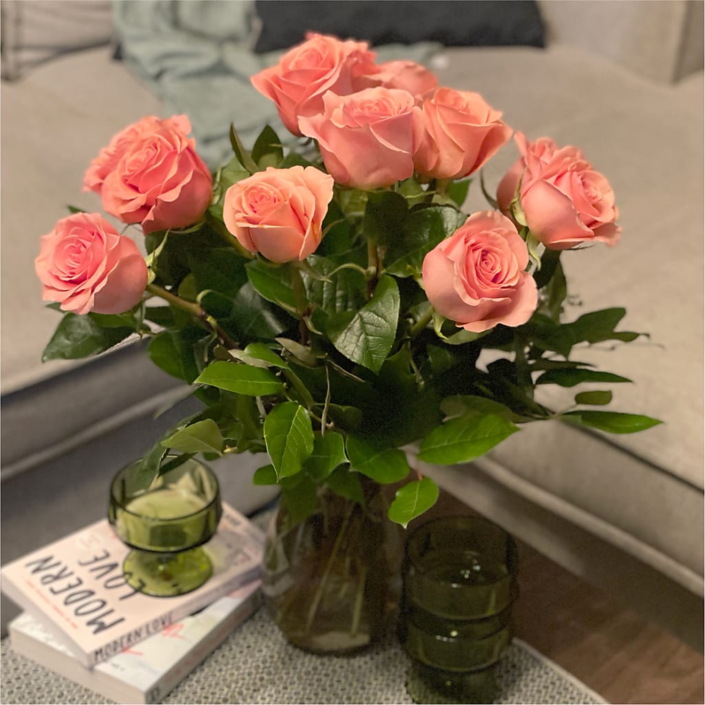 Long Stem Pink Rose Bouquet –  Freesia Flowers, Tomball TX