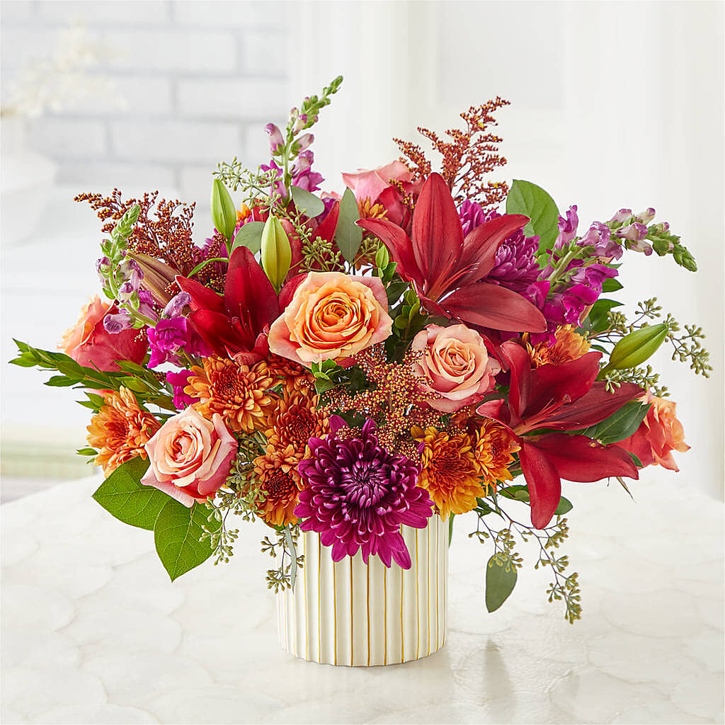 Burgundy Landscape Bouquet –  Freesia Flowers, Tomball TX