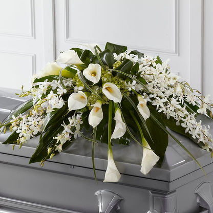 Angel Wings Casket Spray –  Freesia Flowers, Tomball TX