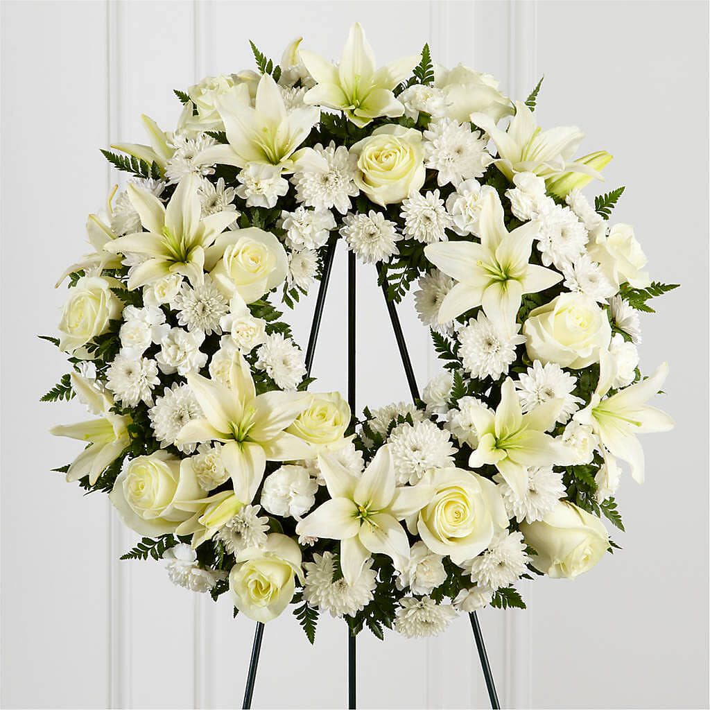 Treasured Tribute Wreath –  Freesia Flowers, Tomball TX