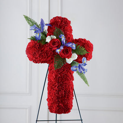 Faithful Hero Floral Cross –  Freesia Flowers, Tomball TX