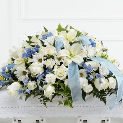 Tender Treasure Casket Spray –  Freesia Flowers, Tomball TX