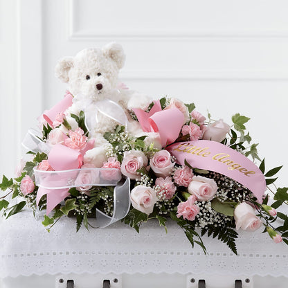 Touch of Sympathy Casket Spray –  Freesia Flowers, Tomball TX