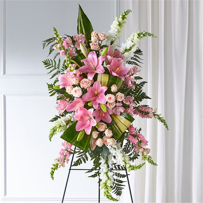 Elegant Embrace Standing Spray –  Freesia Flowers, Tomball TX