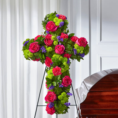 Tribute Rose Floral Cross –  Freesia Flowers, Tomball TX
