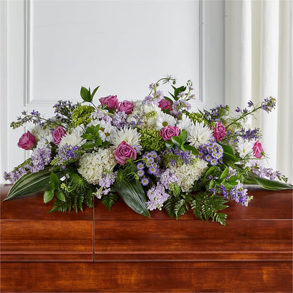 Meadows of Serenity Casket Spray –  Freesia Flowers, Tomball TX