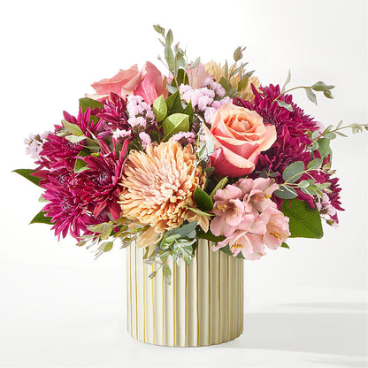 Berry Cobbler Bouquet with Ivory Vase –  Freesia Flowers, Tomball TX
