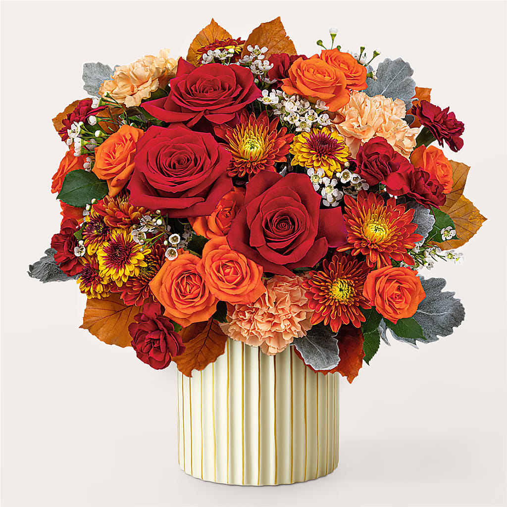 Merlot Bouquet with Ivory Vase –  Freesia Flowers, Tomball TX