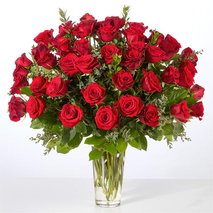Forever Yours Fifty Stem Red Rose Bouquet –  Freesia Flowers, Tomball TX