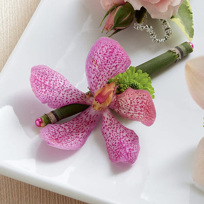 Pink Mokara Boutonniere –  Freesia Flowers, Tomball TX
