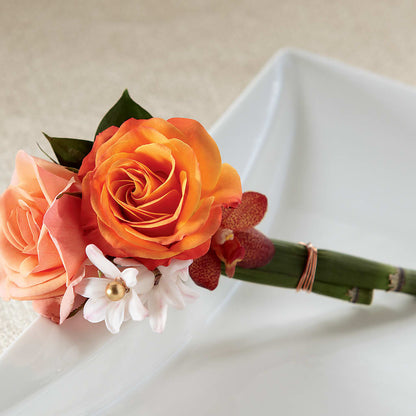 Sunset Dream Boutonniere –  Freesia Flowers, Tomball TX